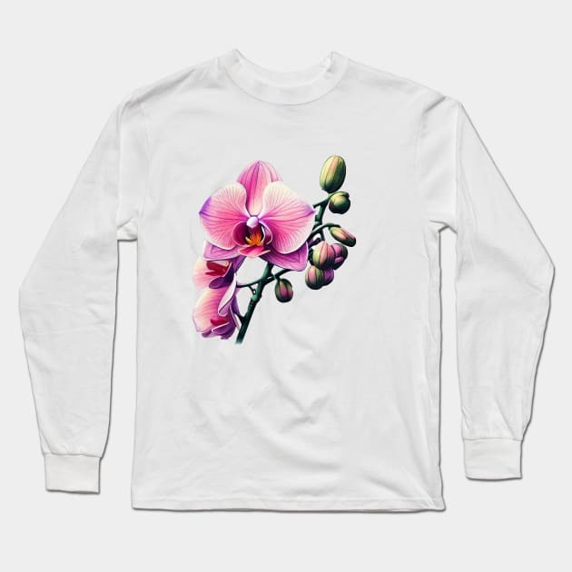 Pink Orchid Long Sleeve T-Shirt by Mixtgifts